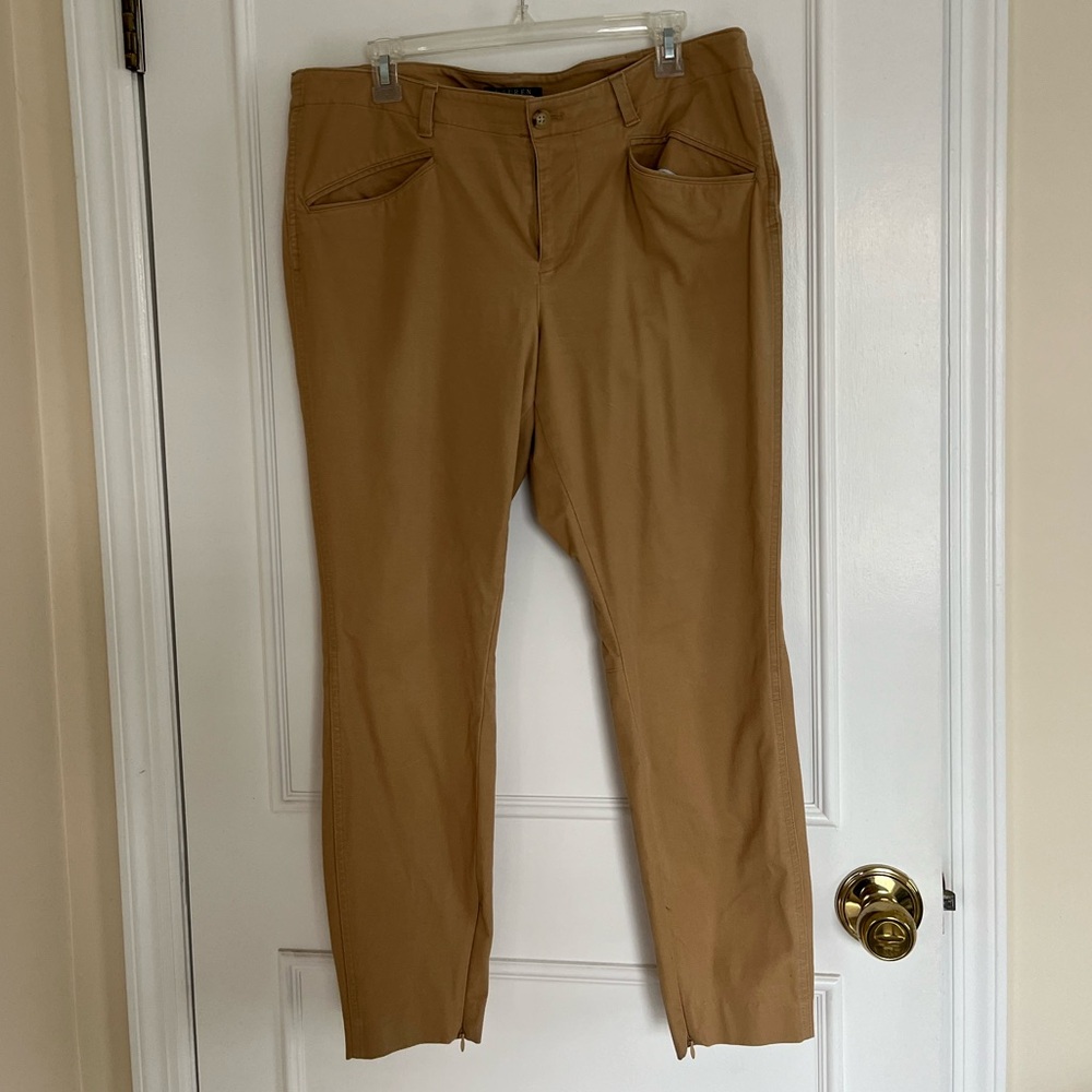RALPH LAUREN Women’s Khaki Ankle Pants with zipper